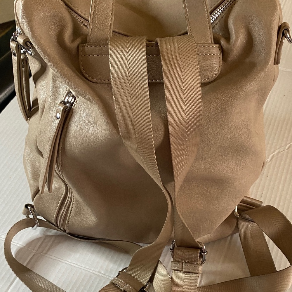 Chic Beige Leather Backpack - Picture 2 of 6